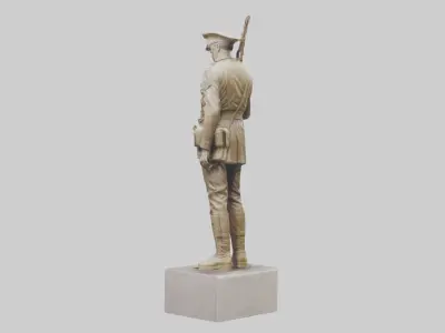 Military Soldier Memorial Statue model Low-poly 3D model
