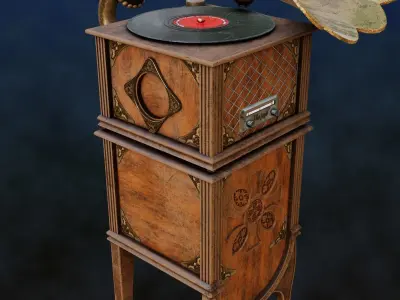 Rustic Series Old Gramophone Low-poly 3D model