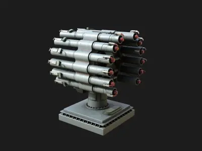 Russian Anti Submarine Launcher RBU-6000 Zapad Low-poly 3D model