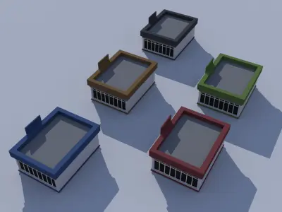 Cartoon Building Low Poly Building Commercial Gym Low-poly 3D model