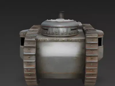 Realistic Abandoned WWI Tank 3D Model Low-poly 3D model