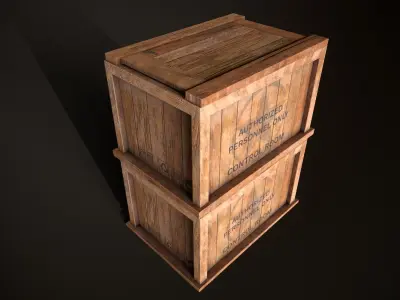 Wooden Crate-8 Low-poly 3D model