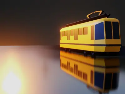 Low Poly Tram for Games and Animations Free low-poly 3D model