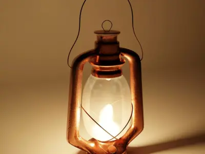 Lantern copper with candle inside 3D model