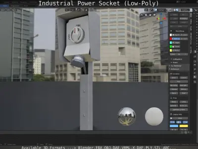 Industrial Power Socket Low-Poly Version Low-poly 3D model