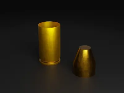 9x18mm police ammo casing and bullet Low-poly 3D model Low-poly 3D model