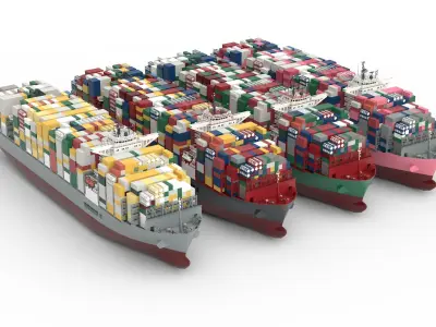 CONTAINER SHIP lowpoly Low-poly 3D model