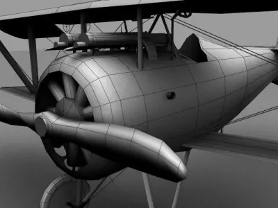 French Nieuport 24 WW1 Biplane fighter Low-poly 3D model