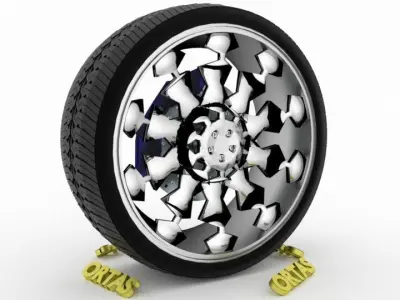 ORTAS CAR WHEEL RIM 72 GAME READY WHEEL RIM TIRE 3D model
