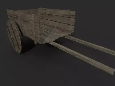 Wooden Cart Low-poly 3D model 24