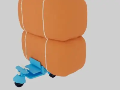 Tricycle 3d model scooter with two orange bags 3D model