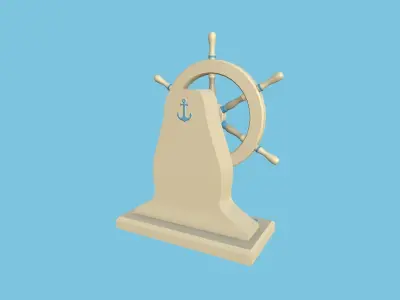 Pirate Ship Wheel 05 - Blue Cartoon - Helm Interior Parts Low-poly 3D model