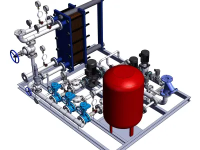 Plate heat exchanger unit 3D model