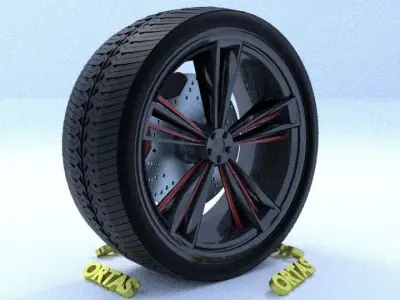 ORTAS CAR RIM 53 GAME READY RIM TIRE AND DISC 3D model