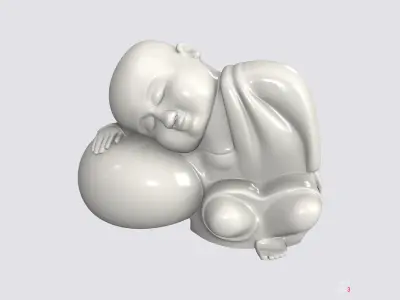 Sleeping monk figurine 3D print model Low-poly 3D model