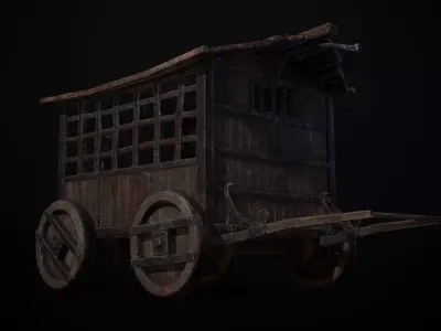 Cage on Wheels Low-poly 3D model