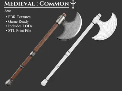 Medieval Collection Weapons Axes 3D Model Pack