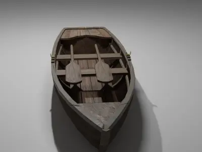 Wood Boat Low-poly 3D model by DIL3Dstudio