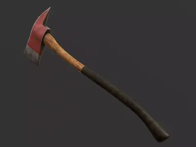 Worn Fire Axe Game Ready PBR Asset Low and High Poly 4K Textures Low-poly 3D model