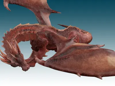 Fire Red Dragon Animated 3D model