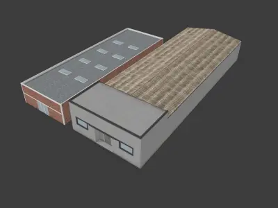 Commercial Warehouses Pack of 2 Low-poly 3D model