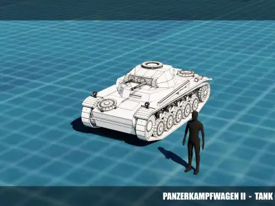 Pzkpfw II Tank Base Mesh Low-poly 3D model