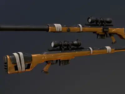 Warfare Magnum British Stylized Sniper Gun Low-poly 3D model