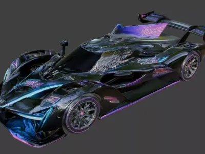 Black Stealth Formula Race Car 3D Model V01 Low-poly 3D model