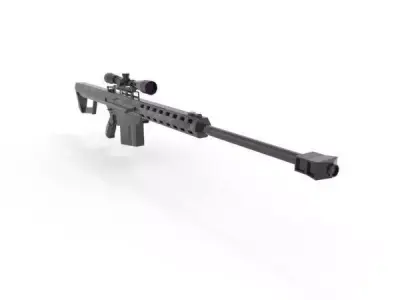 Barret M82 low poly Low-poly 3D model