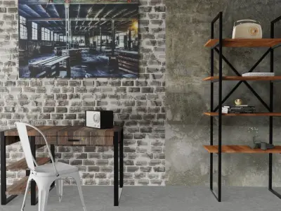 Industrial Living Room Style 3D model