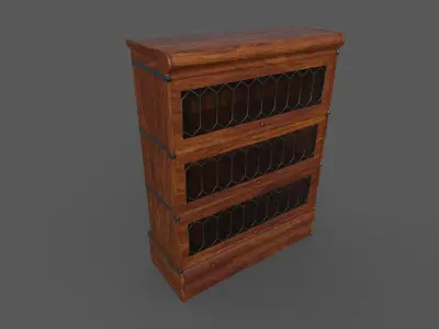 Wood Barrister Bookcase Shelf Low-poly 3D model