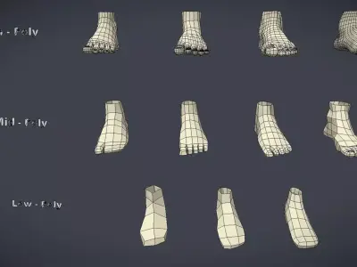 Base Mesh Pack - Foots Low-poly 3D model