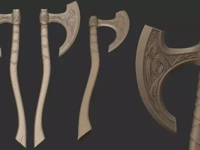 Highpoly sculpted Celtic Axe01 3D model
