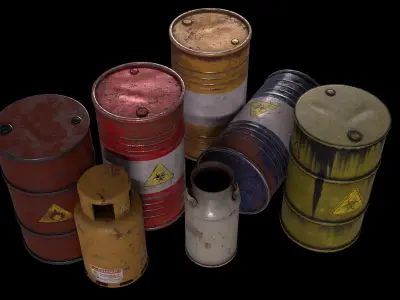 Barrels pack Low-poly 3D model purchase