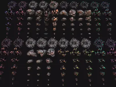 Ore Iron Gems Metal Crystals Minerals Industrial Resources Set Low-poly 3D model