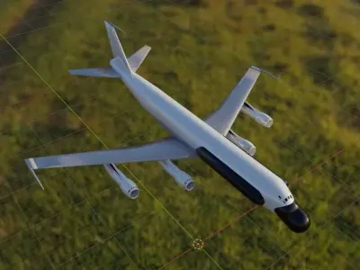 707 Phalcon Style AEW Radar Plane - Custom 1950s Jet Low-poly 3D model