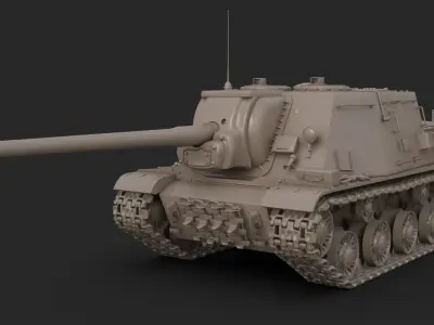 Tank ISU 122  Clay Mental Ray 3D model