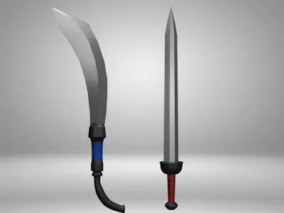 Low Poly Fantasy Sword Pack - 10 Game Ready Models Free low-poly 3D model