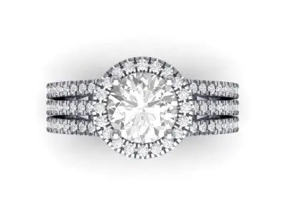 Solitair Ring Bridal Set 3D print model 40