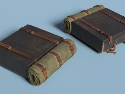 Vintage Military Pack with Wear Marks 3D model