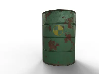 Green Postapocalyptic barrel Low-poly 3D model