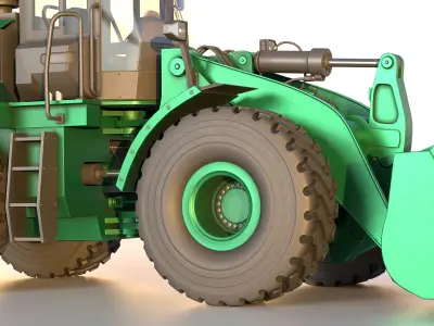 Wheel Loader Mint Green Low-poly 3D model