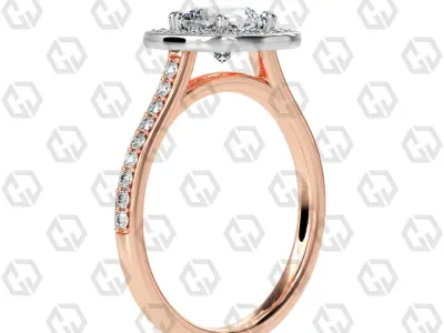 Ring 192 Cushion Shape Cathedral Halo pave set with Gems 3D print model