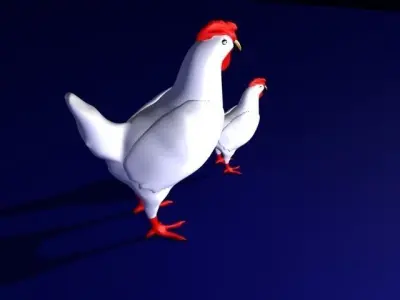 3d Hen two chickens 3D model