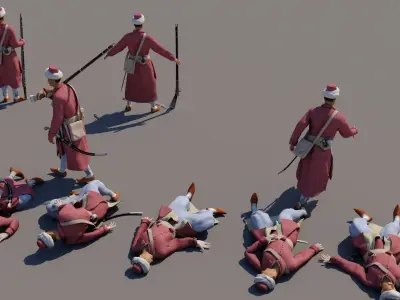Janissary indian soldier holding sword Low-poly 3D model