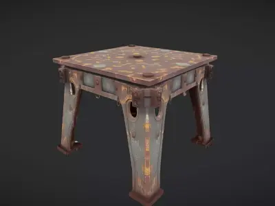 rusty industrial metal table 3D model