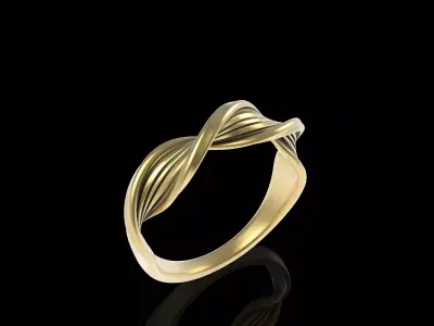 Twist Design Ladies Gold Ring 3D print model