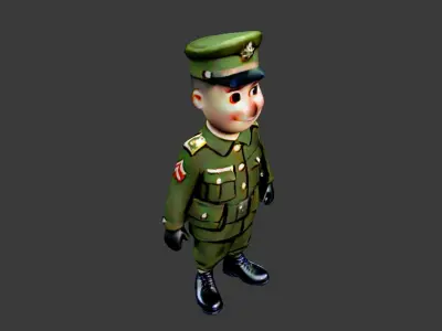 World War II Soldier Low-poly 3D model order
