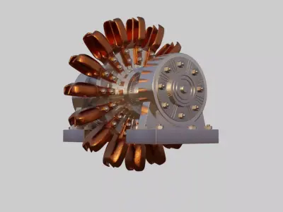 Pelton wheel turbine HD HIGH POLY 3D model