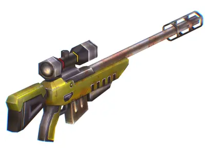 LowPoly Cartoon Sci-Fi Sniper Rifle Future Low-poly 3D model 2
